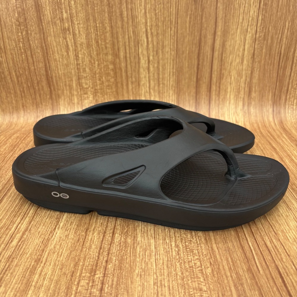 OOFOS OOriginal Recovery Sandals Mens 11 Womens 13 Black Thong Flip Flops